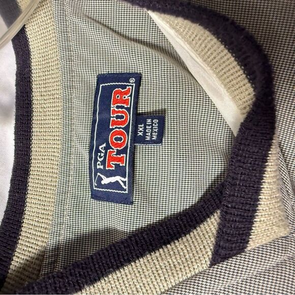 PGA TOUR size XXL vintage pullover long sleeve lined tan and black knit trim - Picture 5 of 7